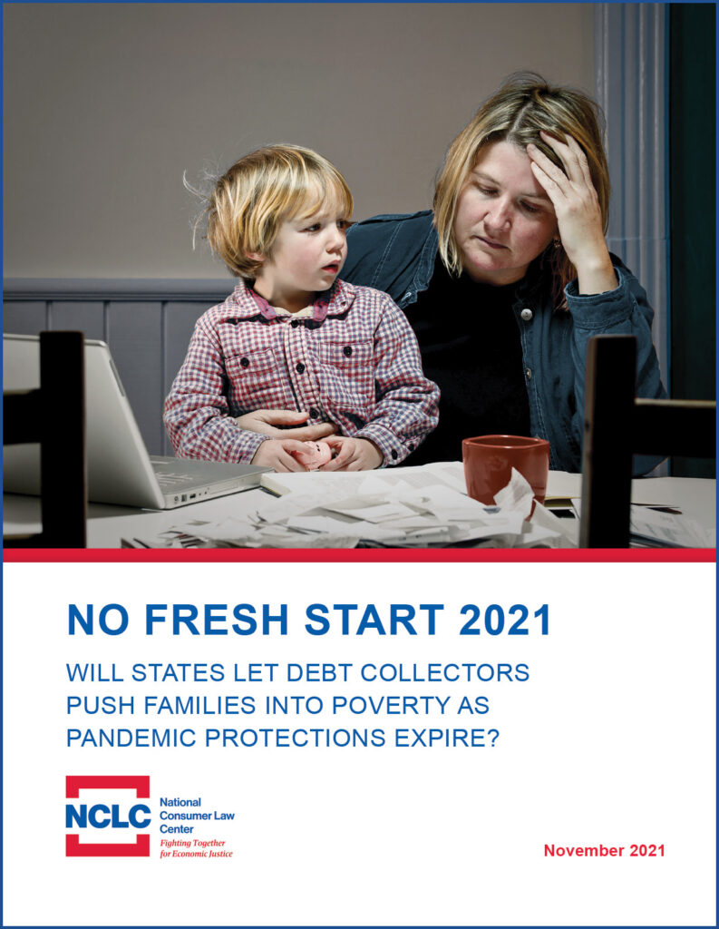 Cover Page of No Fresh Start Report depicting a worried blonde woman holding her young child